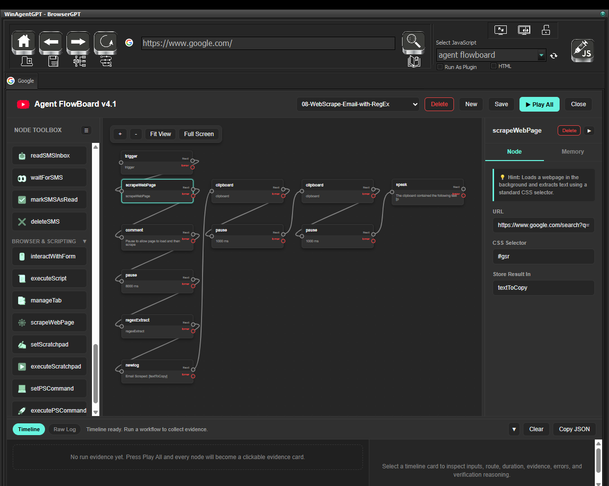Agent FlowBoard node categories