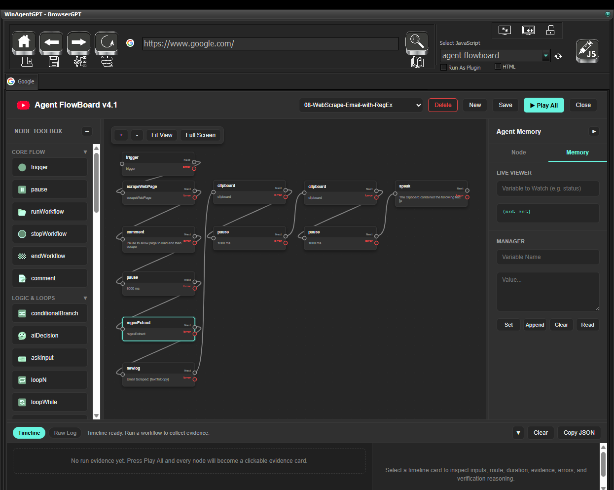 Agent FlowBoard node categories